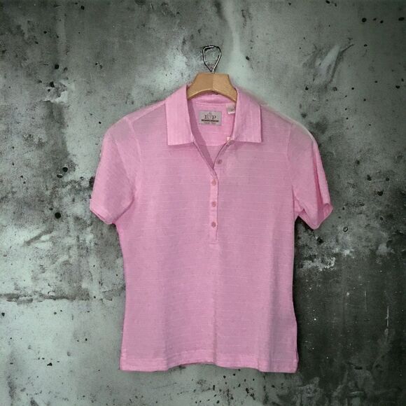 EP Pro GOLF Short Sleeve Polo Shirt Pink White Stripes S NWT !! - Picture 2 of 5